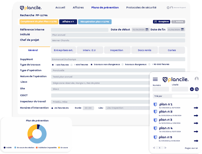 Illiustrations abstraites de l'application plancile sur différents appareils
